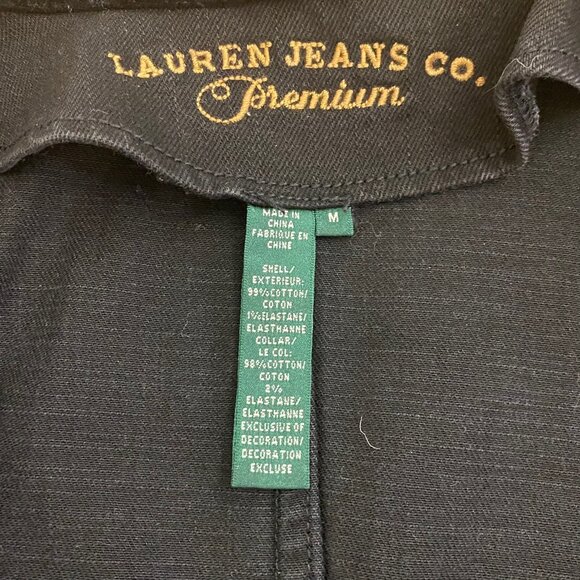 Lauren Jeans Fitted Denim Blazer M Ralph Lauren Black Victorian Jacket VTG - Picture 7 of 15